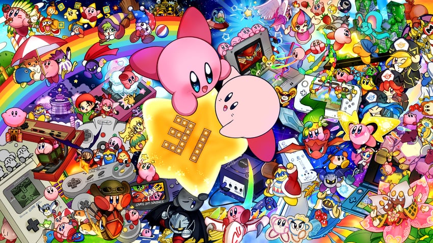 kirby, meta knight, waddle dee, king dedede, magolor, and 57 more (kirby and 21 more) drawn by rate_muto