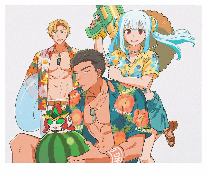 ao isami, lewis smith, bravern, and lulu (yuuki bakuhatsu bang bravern) drawn by luo_zi