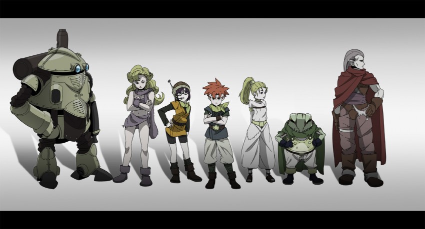 lucca ashtear, crono, marle, ayla, robo, and 2 more (chrono trigger) drawn by yubidoriru