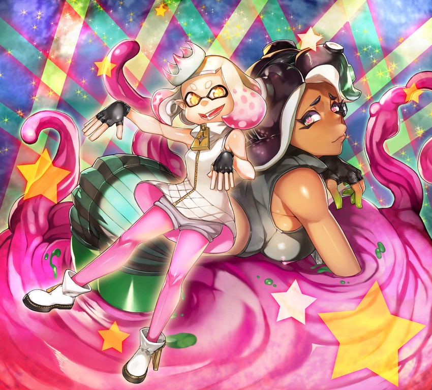 marina and pearl (splatoon and 1 more) drawn by itadaku