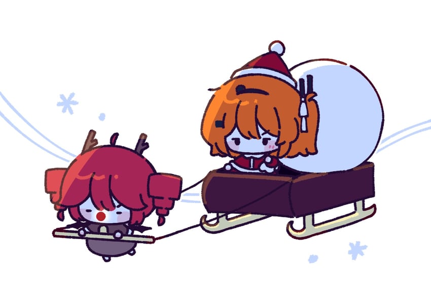 kasane teto, adachi rei, and rudolph the red nosed reindeer (utau and 1 more) drawn by mei_(meiday_mise)