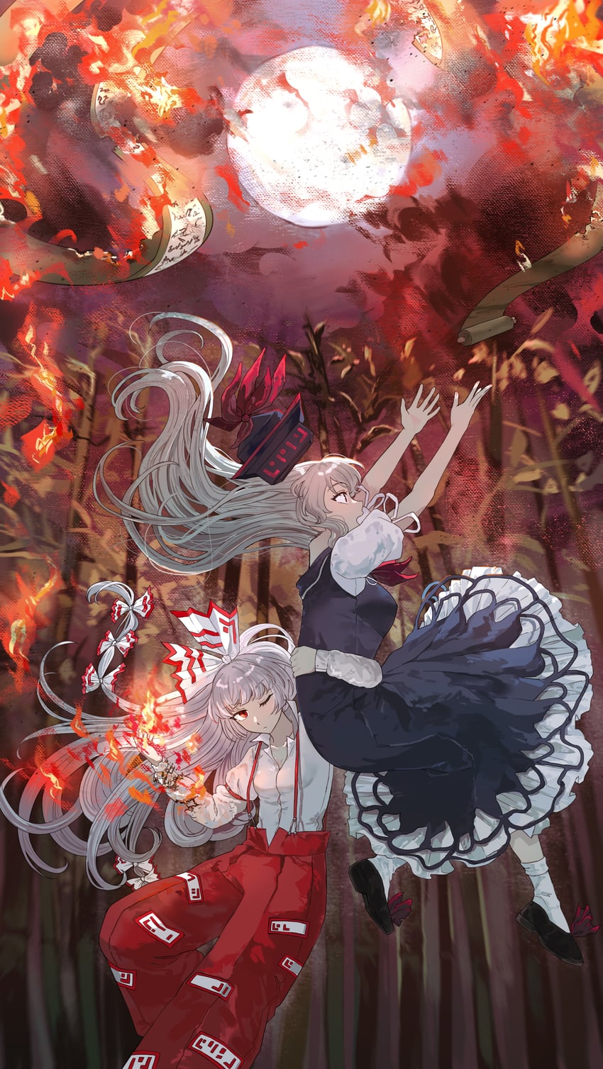 fujiwara no mokou and kamishirasawa keine (touhou) drawn by jam1risa