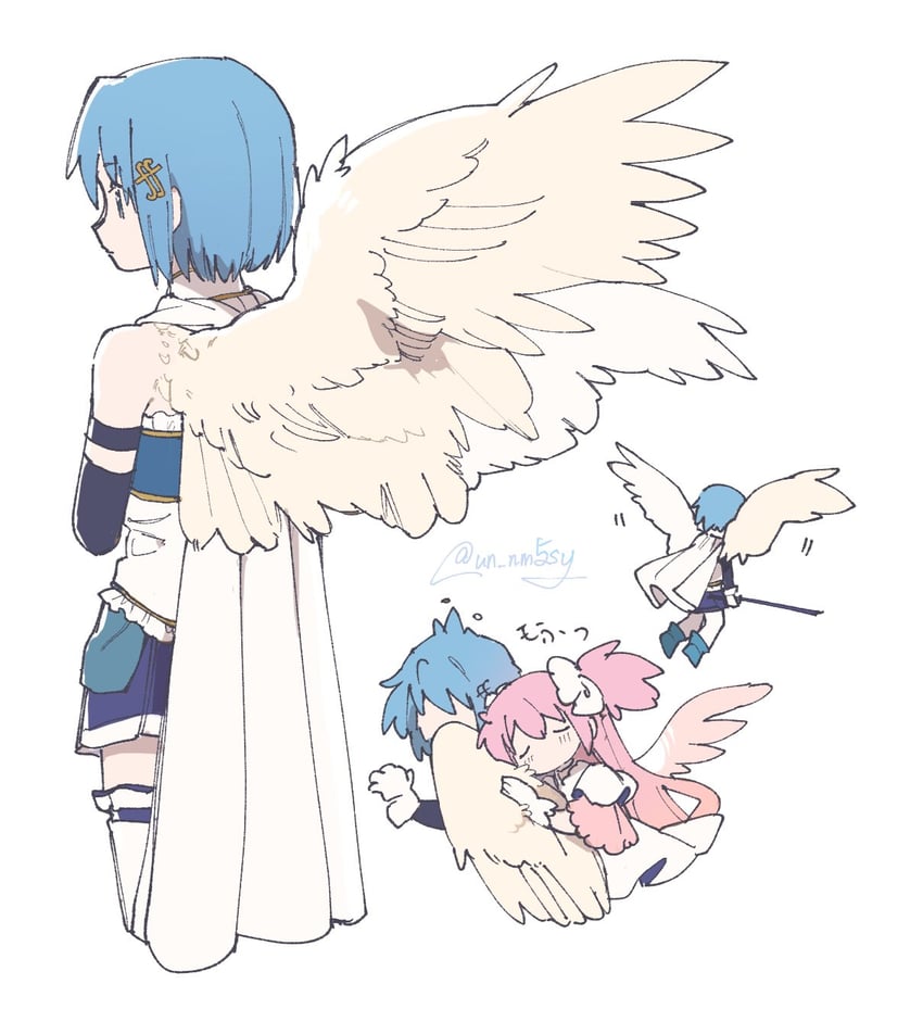 kaname madoka, miki sayaka, and ultimate madoka (mahou shoujo madoka magica) drawn by un_nm5sy