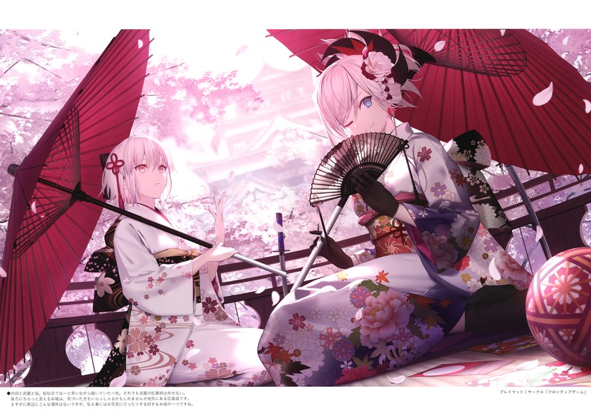 okita souji, miyamoto musashi, and okita souji alter (fate and 1 more) drawn by mashima_saki_(mashimasa)