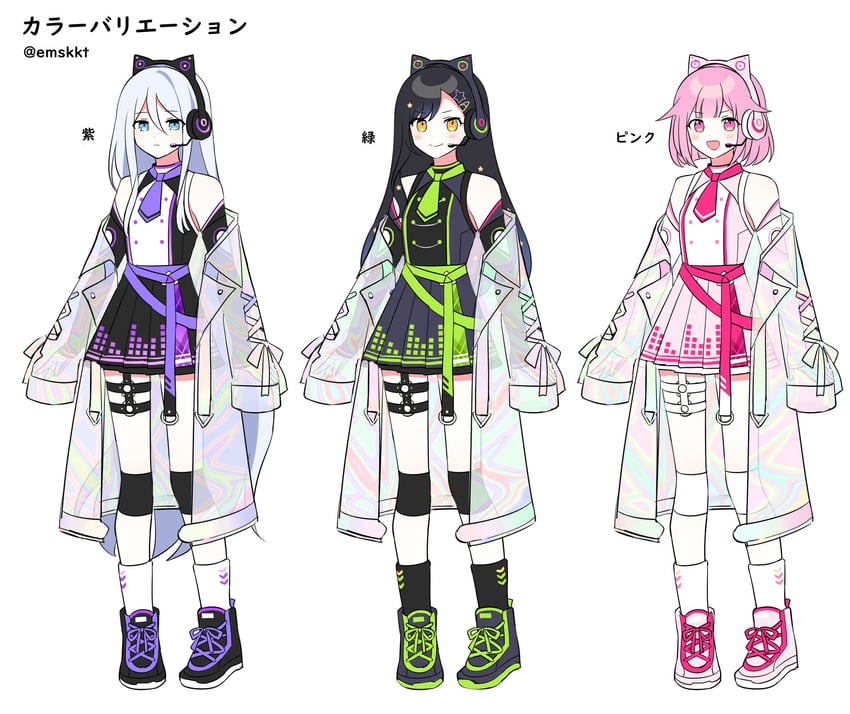 yoisaki kanade, ootori emu, and shiraishi an (project sekai) drawn by waka_(wk4444)