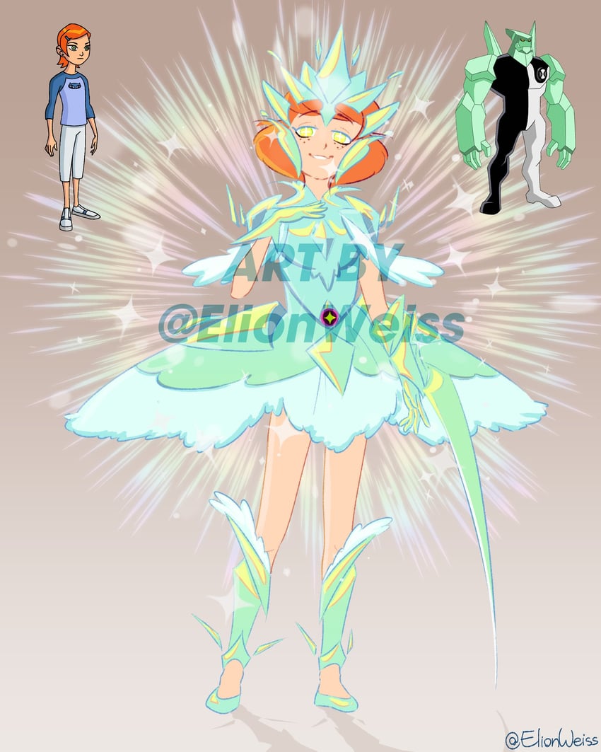 gwen tennyson and diamondhead (ben 10) drawn by elion_weiss