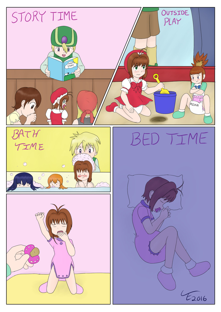 kinomoto sakura, takaishi takeru, and makino ruki (digimon and 3 more) drawn by tamaeftt