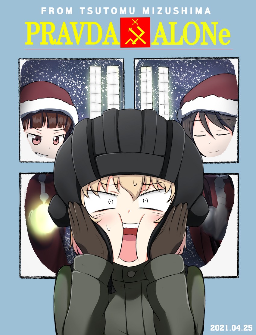 katyusha, mika, and mikko (girls und panzer and 2 more) drawn by amogan