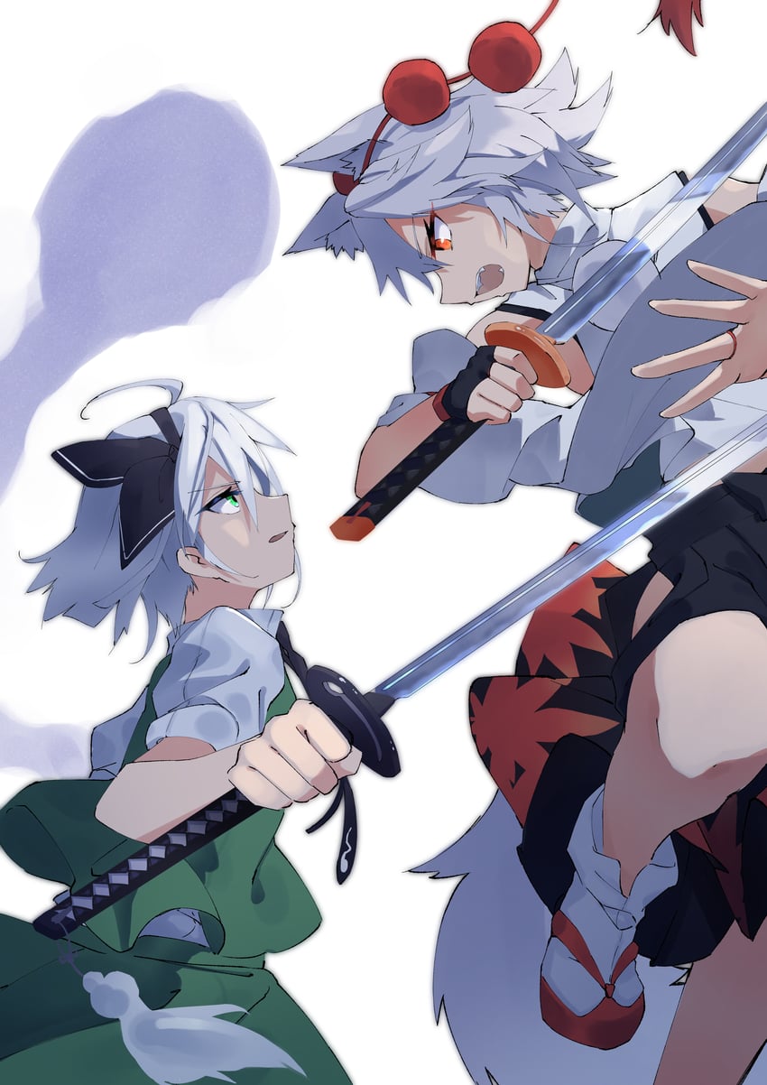 konpaku youmu and inubashiri momiji (touhou) drawn by kakaricho_dairi