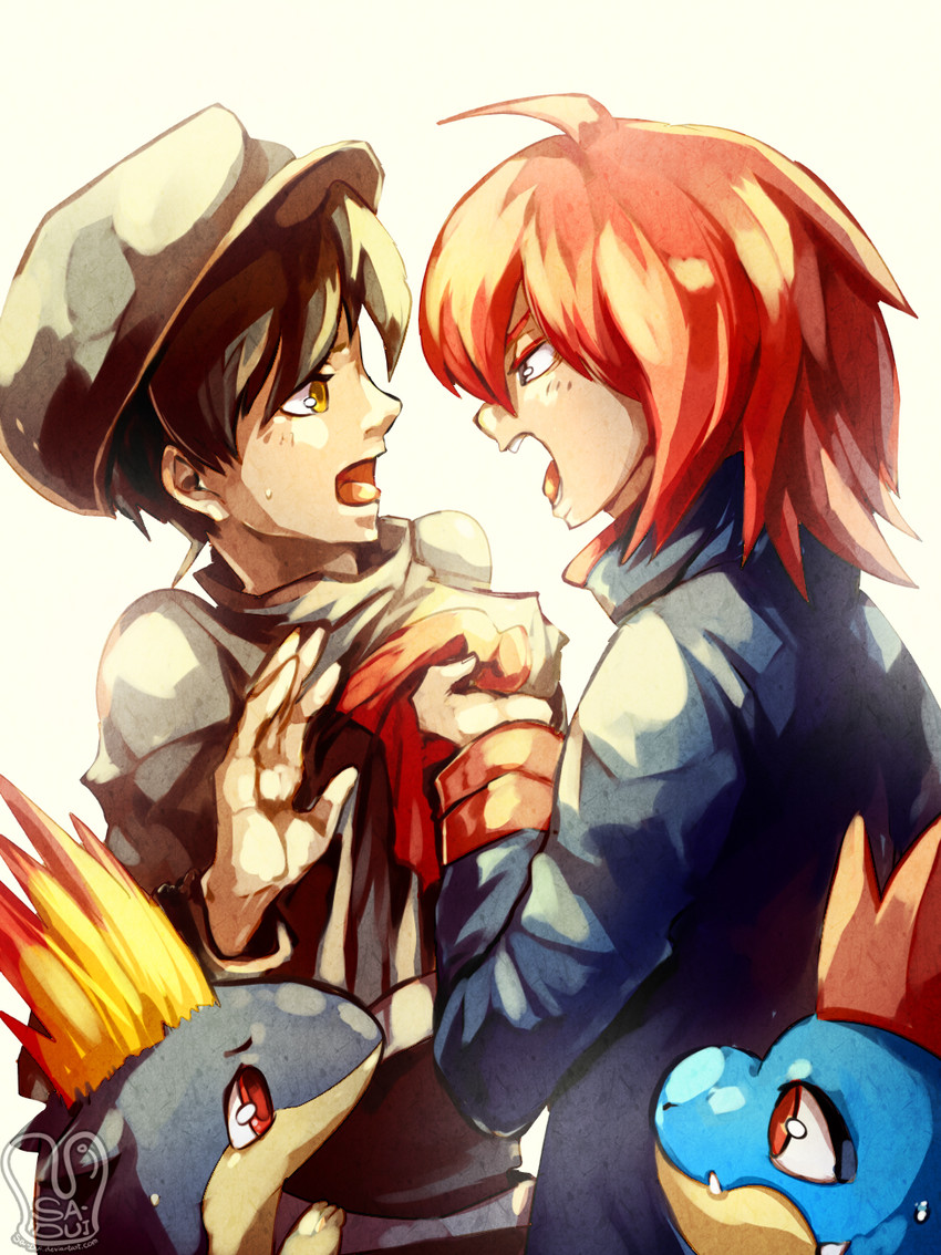 ethan, silver, quilava, team rocket grunt, and croconaw (pokemon and 1 more) drawn by sa-dui