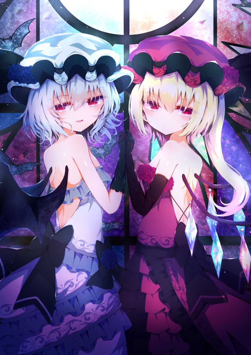 remilia scarlet and flandre scarlet (touhou) drawn by tomoe_(fdhs5855)