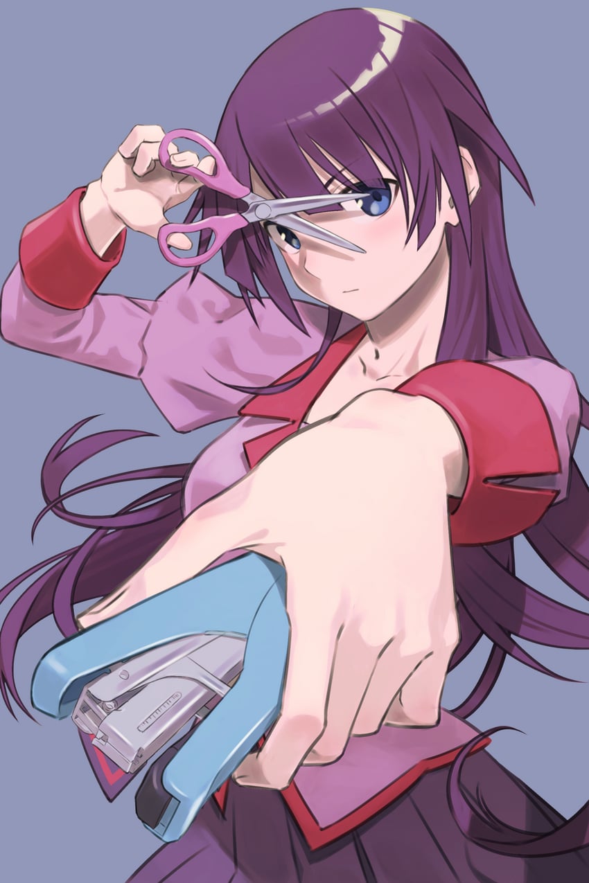 senjougahara hitagi (monogatari and 1 more) drawn by shimizu_tomoki