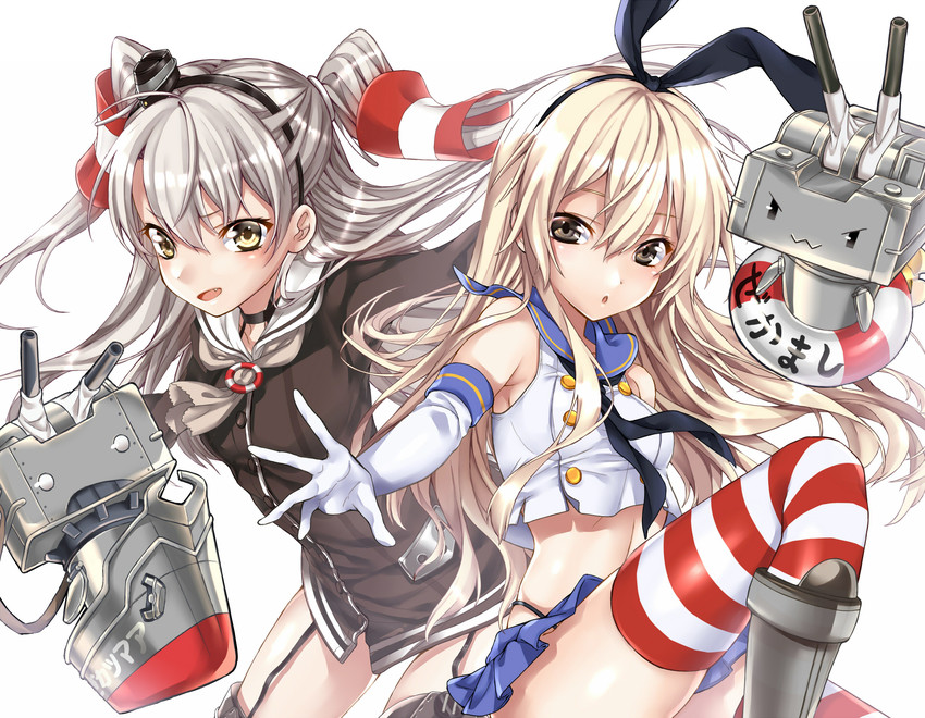 shimakaze, amatsukaze, rensouhou-chan, and rensouhou-kun (kantai collection) drawn by iria_(yumeirokingyo)