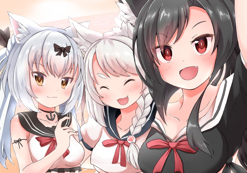 yuudachi, yukikaze, and shigure (azur lane) drawn by hoshino_(s22)