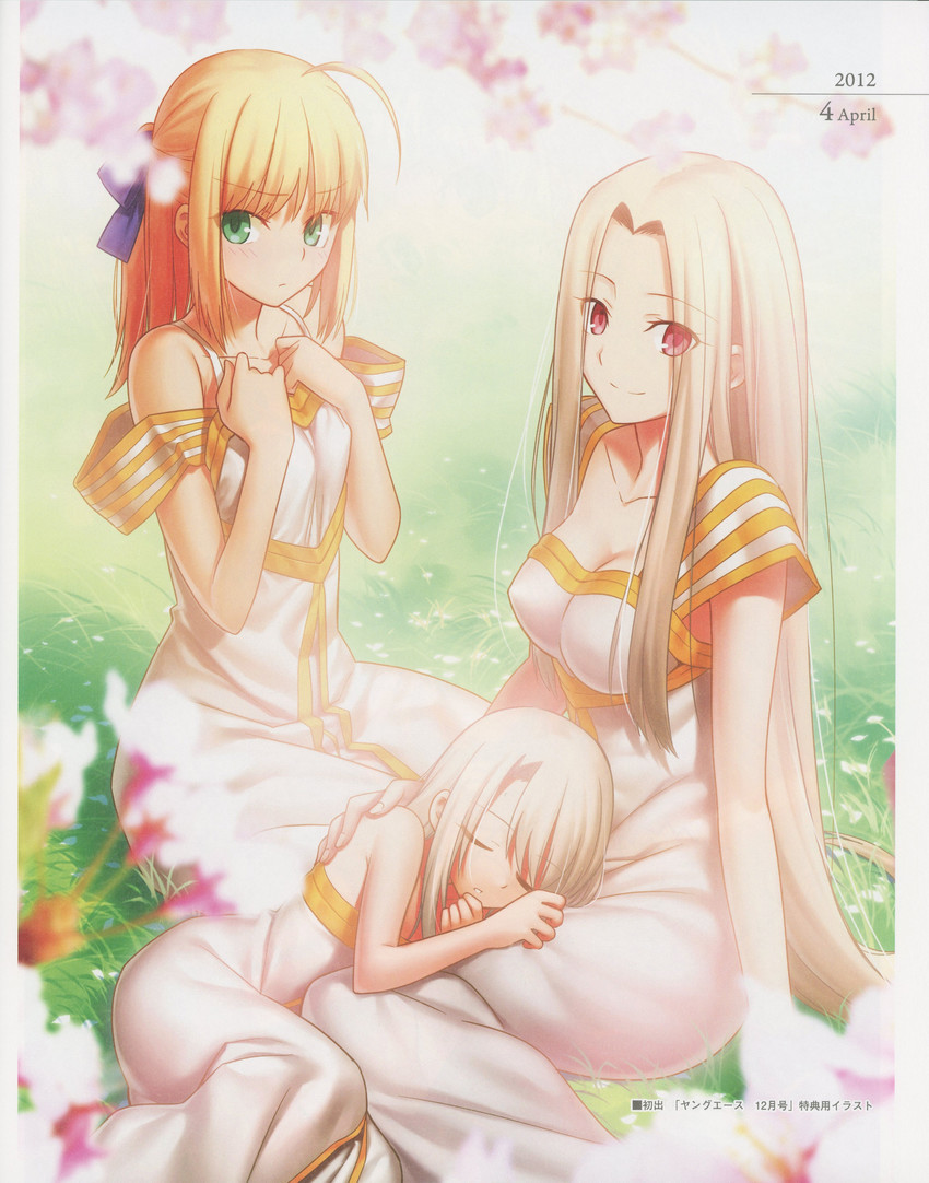 artoria pendragon, saber, illyasviel von einzbern, and irisviel von einzbern (fate and 1 more) drawn by takeuchi_takashi