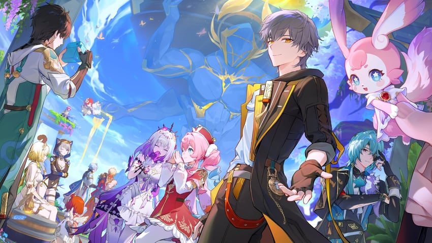 trailblazer, caelus, dan heng, castorice, phainon, and 11 more (honkai and 1 more) drawn by ere_chip