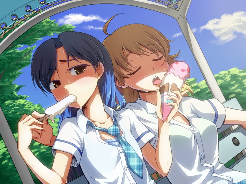 hoshii miki and kisaragi chihaya (idolmaster and 1 more) drawn by hakkaku_shikimi