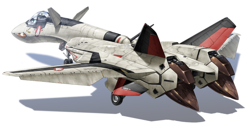 yf-19 and isamu dyson (macross and 1 more) drawn by henshako