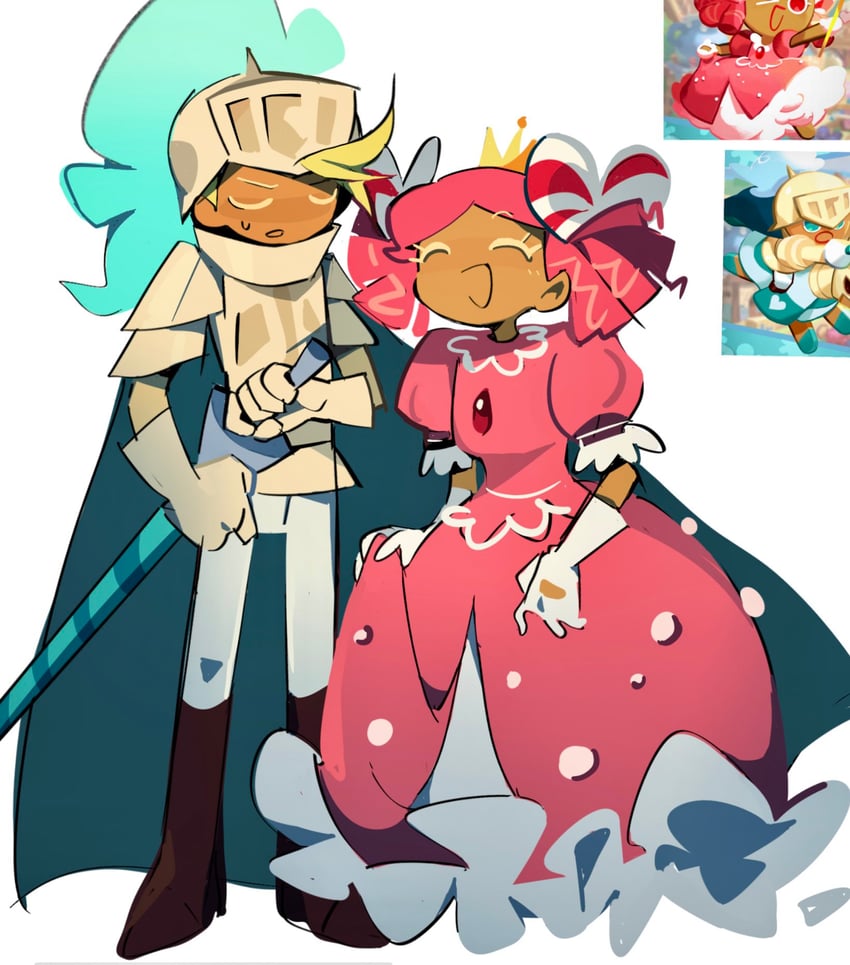 princess cookie and knight cookie (cookie run and 1 more) drawn by arrcticc_fish