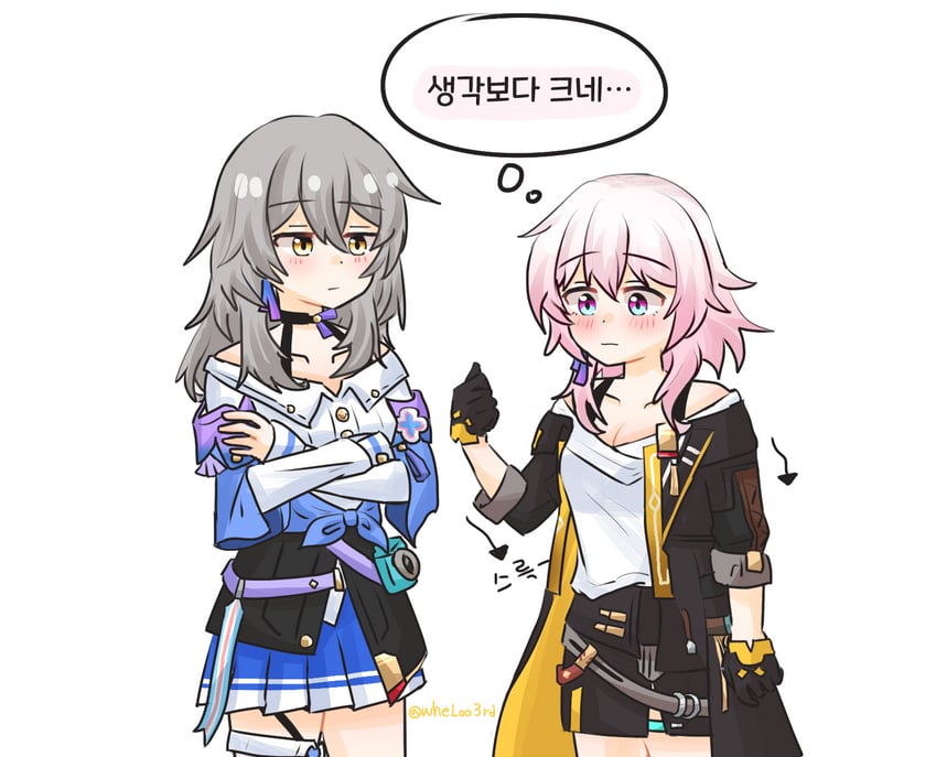 trailblazer, stelle, and march 7th (honkai and 1 more) drawn by wheloo3rd