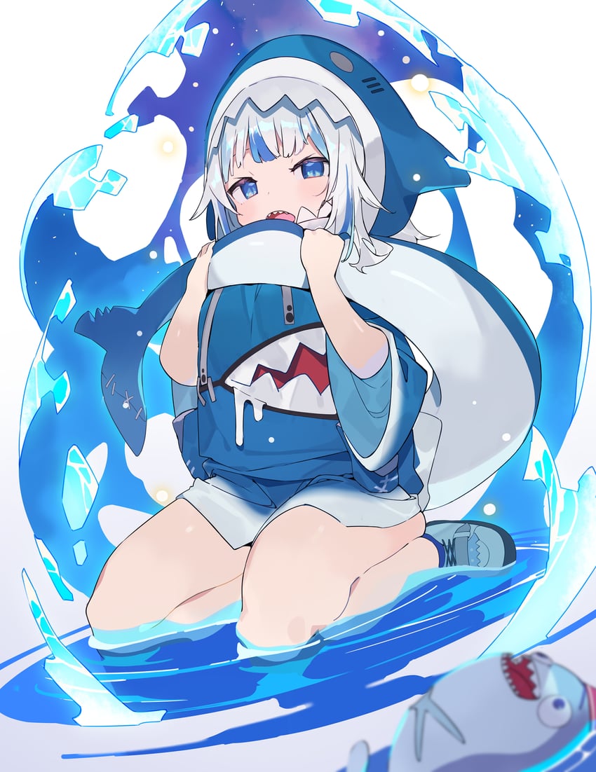 gawr gura and bloop (hololive and 1 more) drawn by hajime_(hajime-ill-1st)