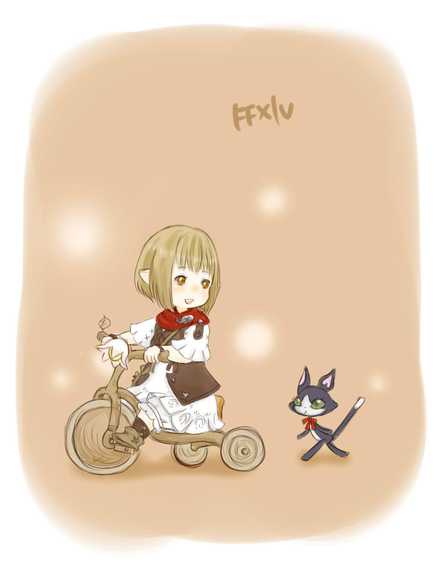 warrior of light and cait sith (final fantasy and 1 more) drawn by tokiy