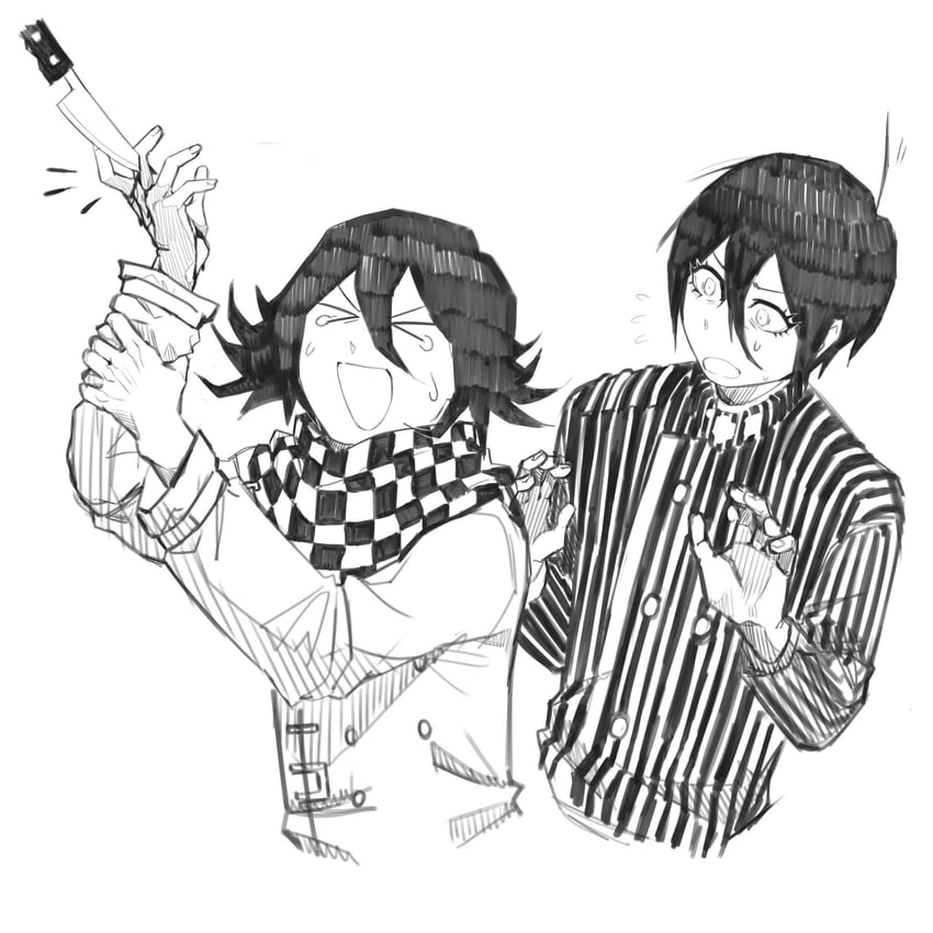 oma kokichi and saihara shuichi (danganronpa and 1 more) drawn by minominoks