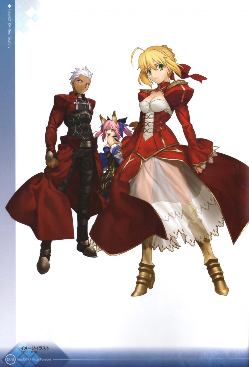 tamamo, nero claudius, tamamo no mae, and archer (fate and 1 more) drawn by takeuchi_takashi