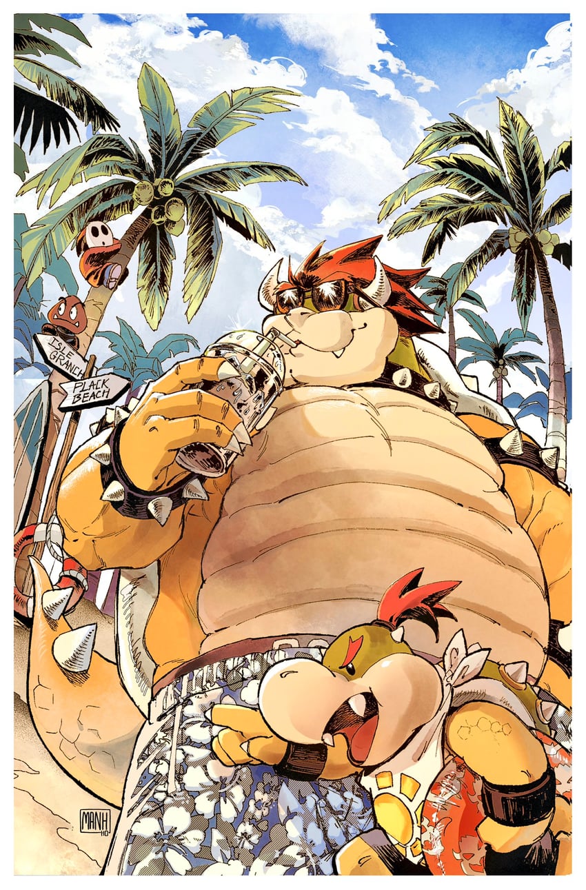 bowser, goomba, bowser jr., and shy guy (mario) drawn by ngmanhho