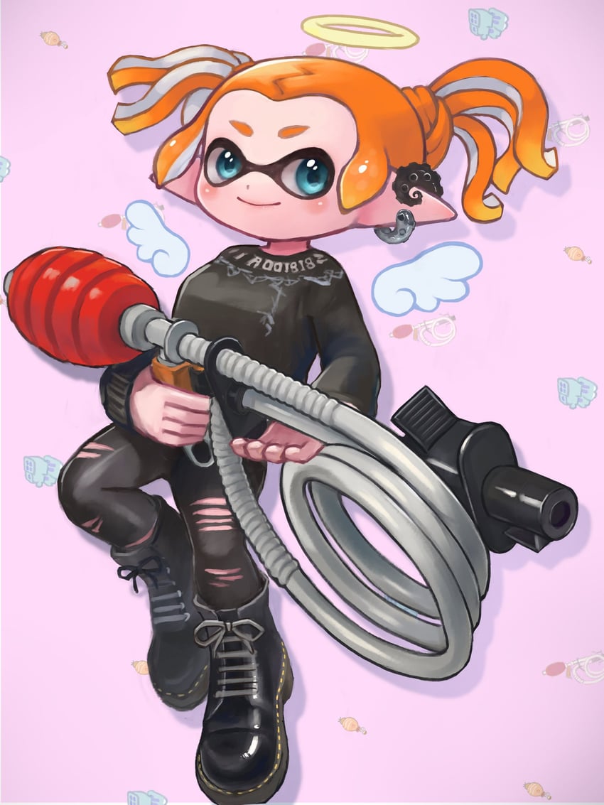 inkling player character and inkling girl (splatoon) drawn by oekakirisuke