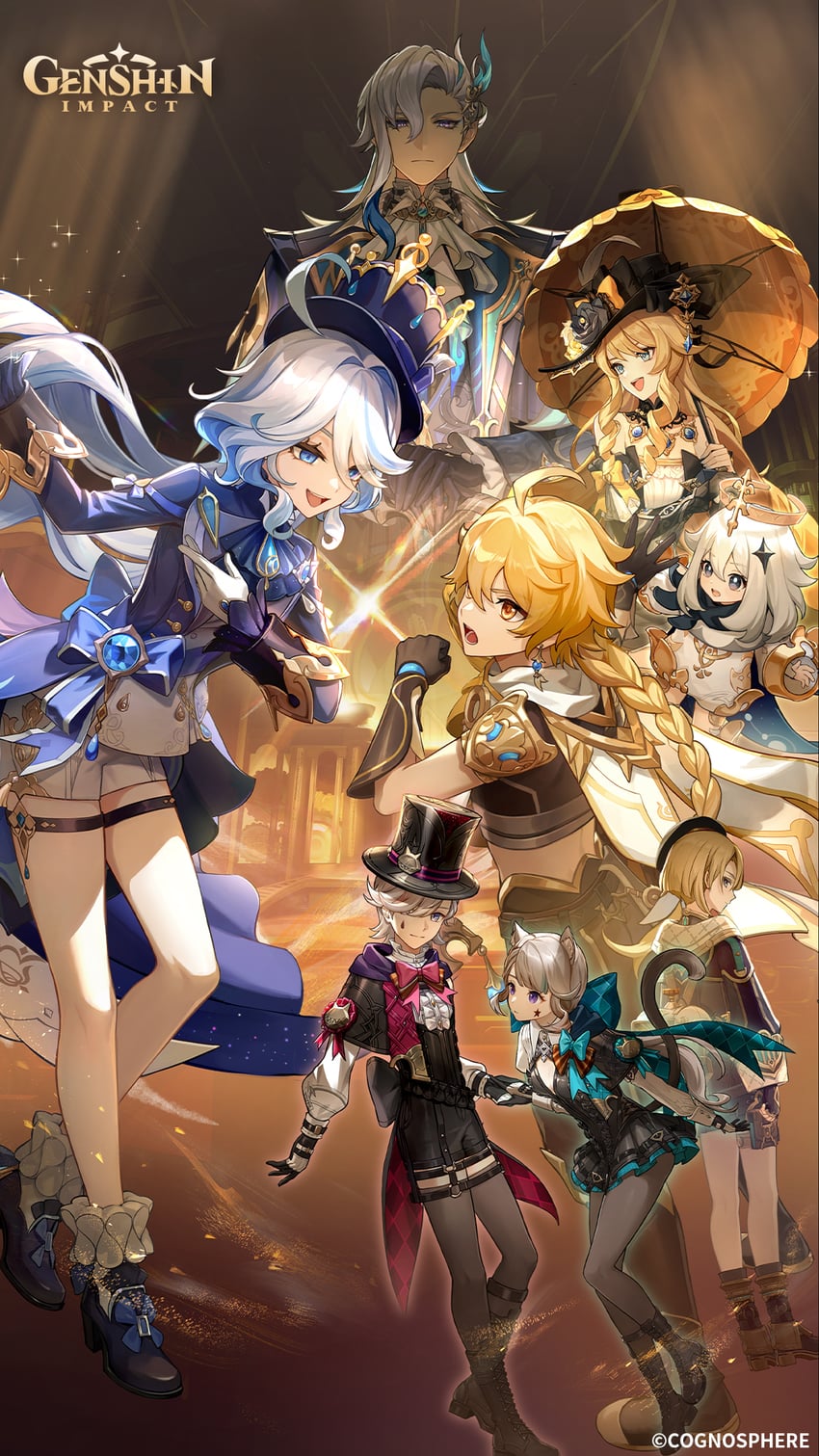 aether, furina, paimon, neuvillette, navia, and 3 more (genshin impact)