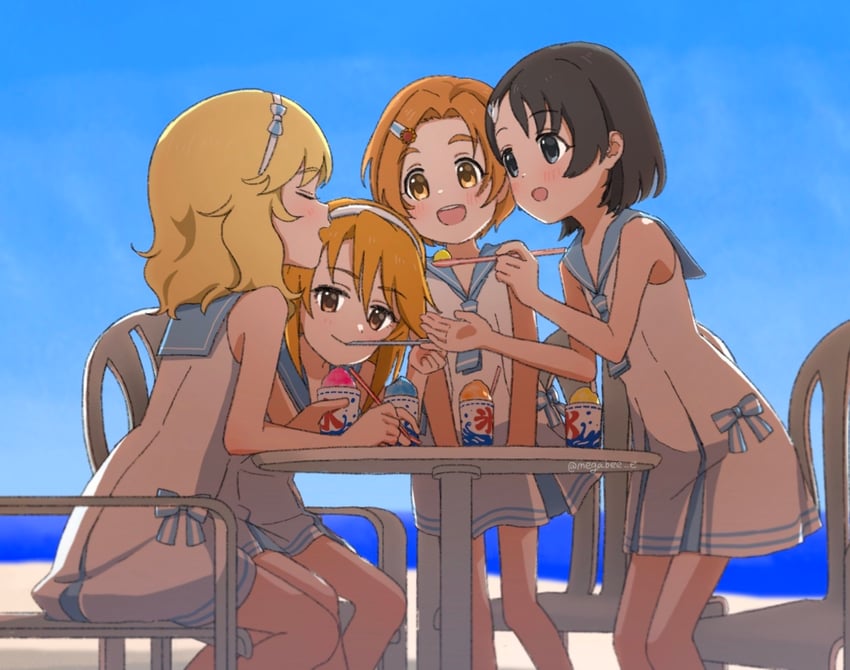 sakurai momoka, sasaki chie, yuuki haru, and ryuzaki kaoru (idolmaster and 2 more) drawn by megabee_e