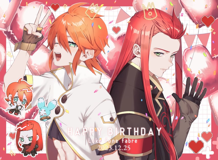 luke fon fabre, mieu, and asch (tales of and 1 more) drawn by hajimemiru