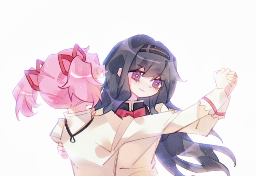 akemi homura and kaname madoka (mahou shoujo madoka magica and 1 more) drawn by dewmint_(kan_zhiding)
