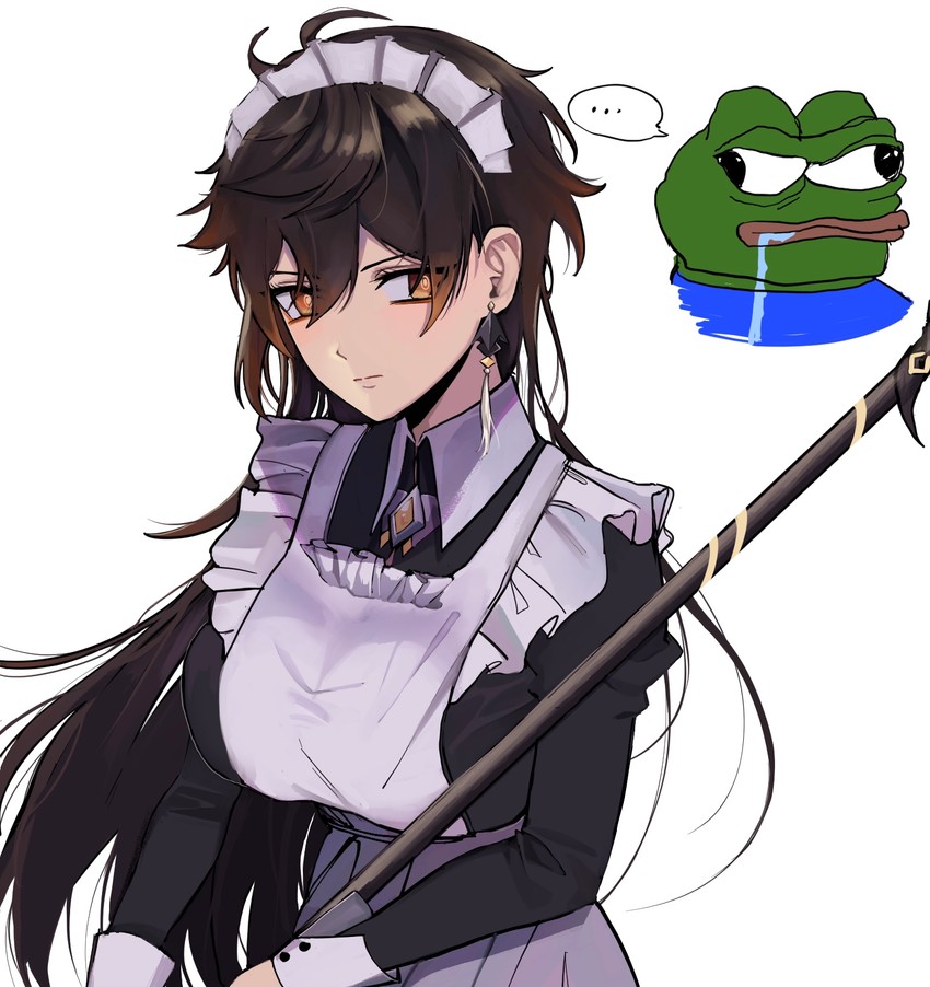 zhongli and pepe the frog (genshin impact and 1 more) drawn by mora_(moraippai)
