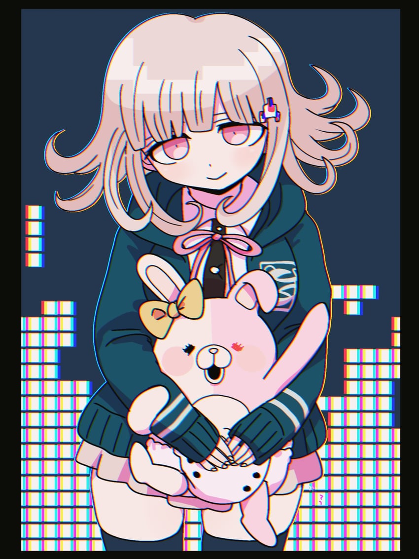 nanami chiaki and monomi (danganronpa and 2 more) drawn by mufksin