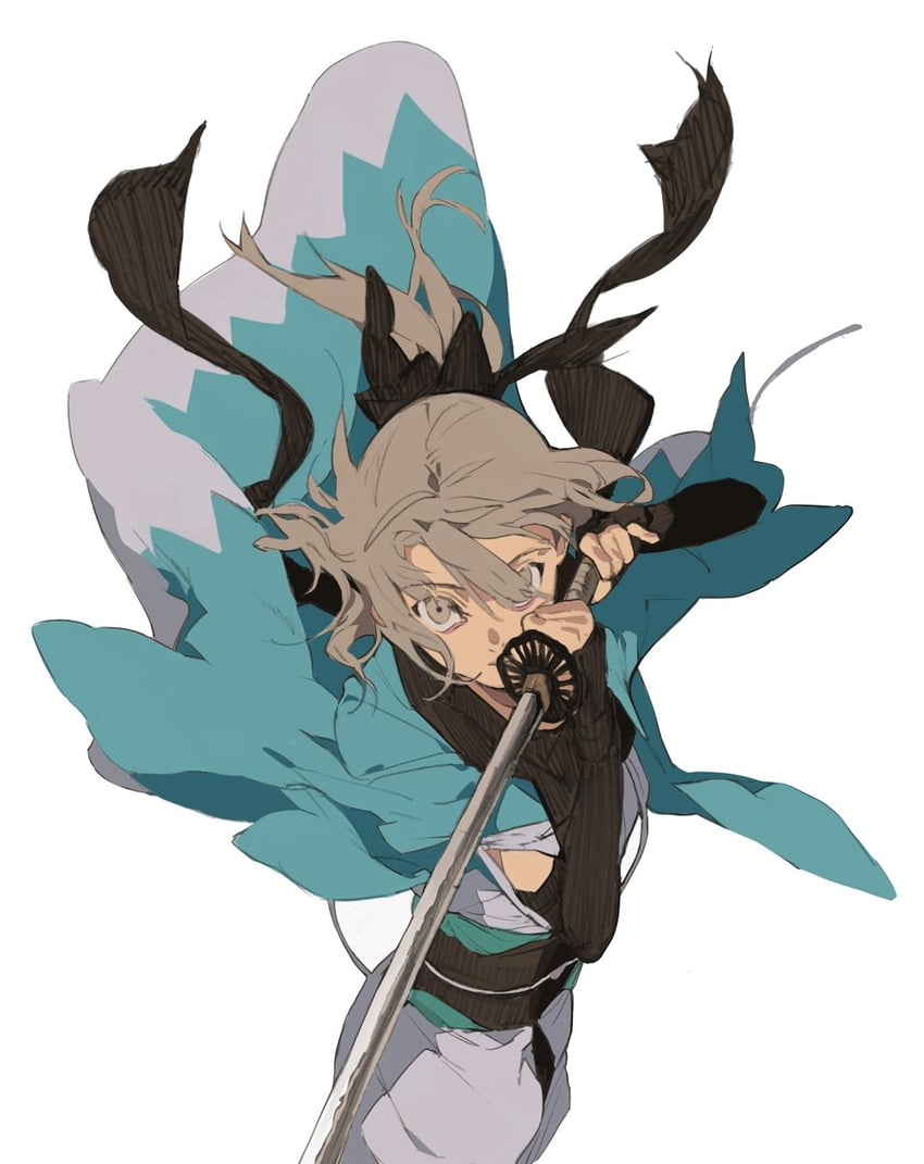 okita souji (fate and 2 more) drawn by papatogohan