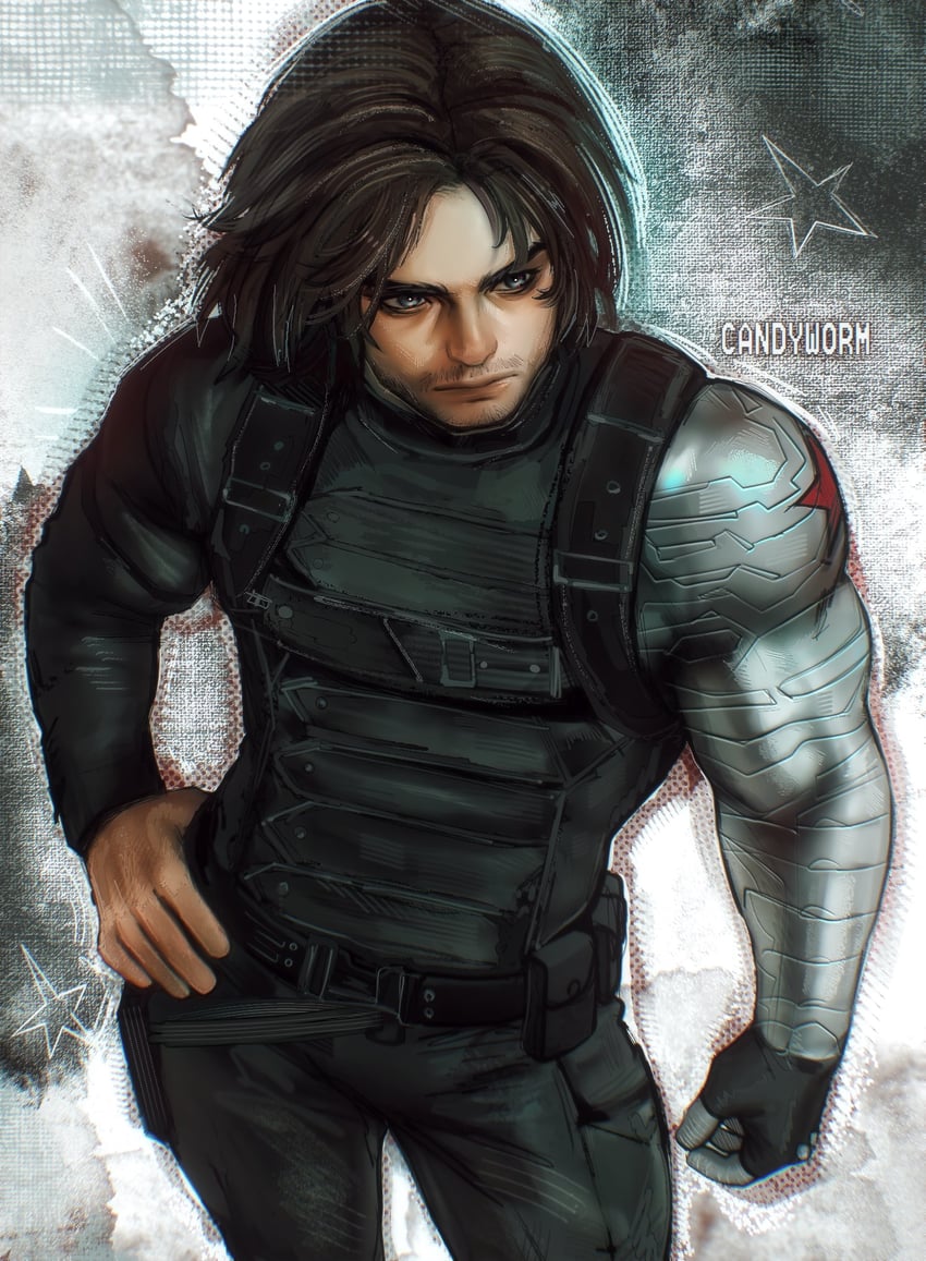 bucky barnes and winter soldier (marvel and 3 more) drawn by candywormm