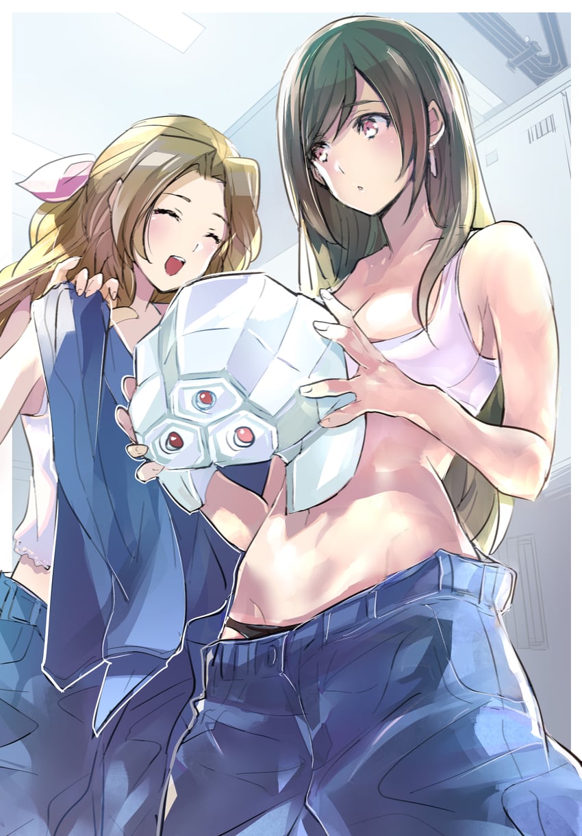 tifa lockhart and aerith gainsborough (final fantasy and 2 more) drawn by shoji_sakura