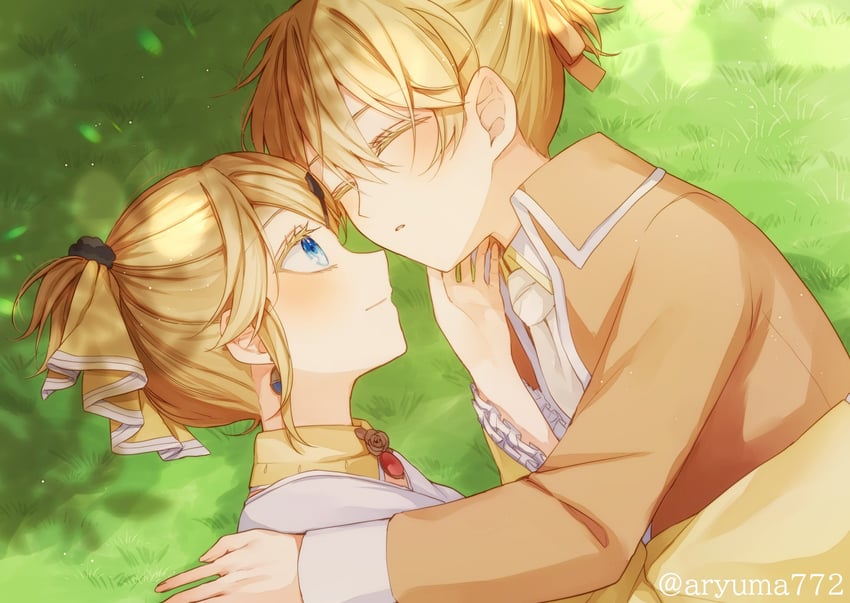 kagamine rin, kagamine len, riliane lucifen d'autriche, and allen avadonia (vocaloid and 2 more) drawn by aryuma772