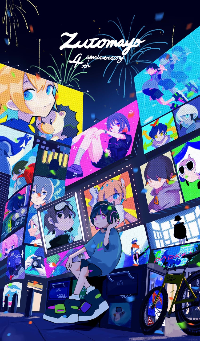 nira-chan, uniguri, robota, teiketsu, and franken (zutto mayonaka de ii no ni and 23 more) drawn by ryoku134