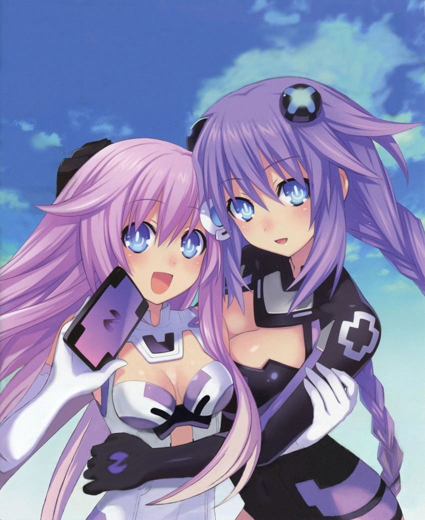 purple heart, nepgear, and purple sister (neptune and 1 more) drawn by tsunako