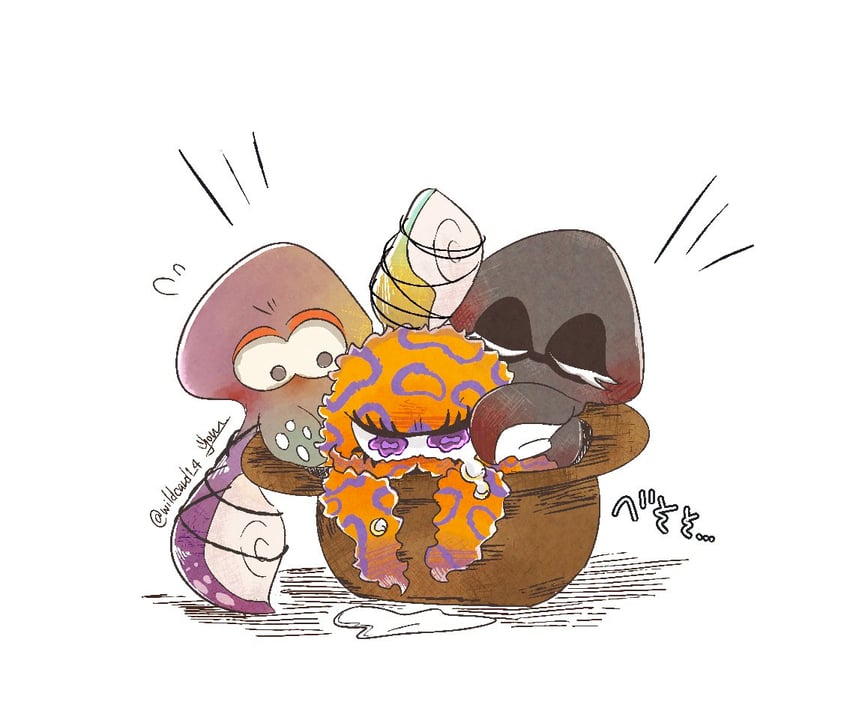 tao blu, yoko, and jessika (splatoon and 1 more) drawn by wildcard1_4