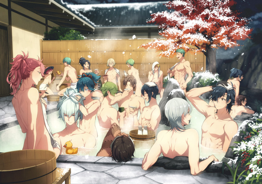 mikazuki munechika, kashuu kiyomitsu, yamato-no-kami yasusada, tsurumaru kuninaga, ichigo hitofuri, and 13 more (touken ranbu and 1 more) drawn by ko-man
