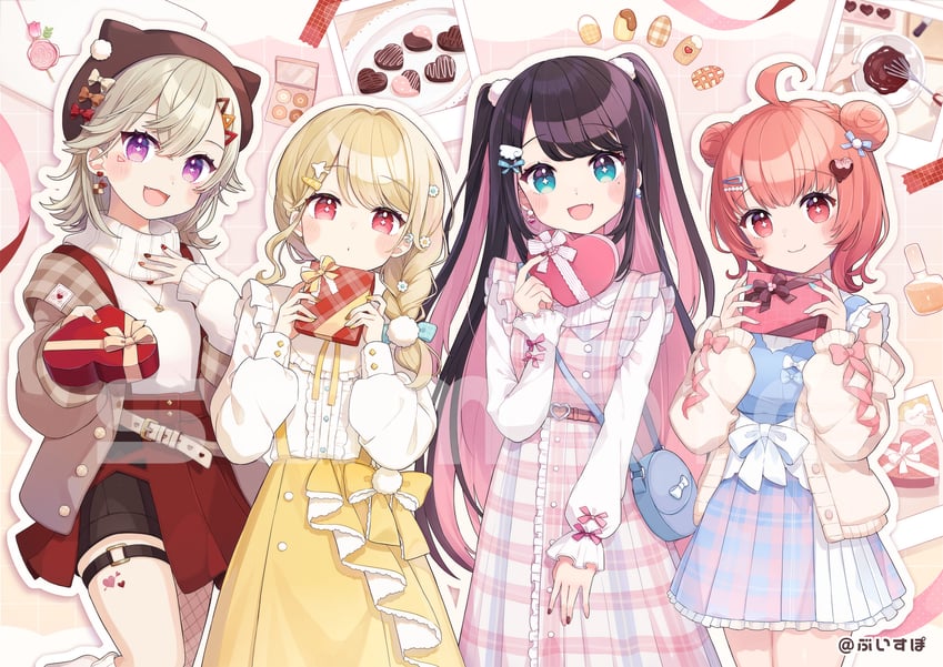 komori met, kaga nazuna, kogara toto, and yumeno akari (vspo! and 1 more) drawn by chon_(chon33v)
