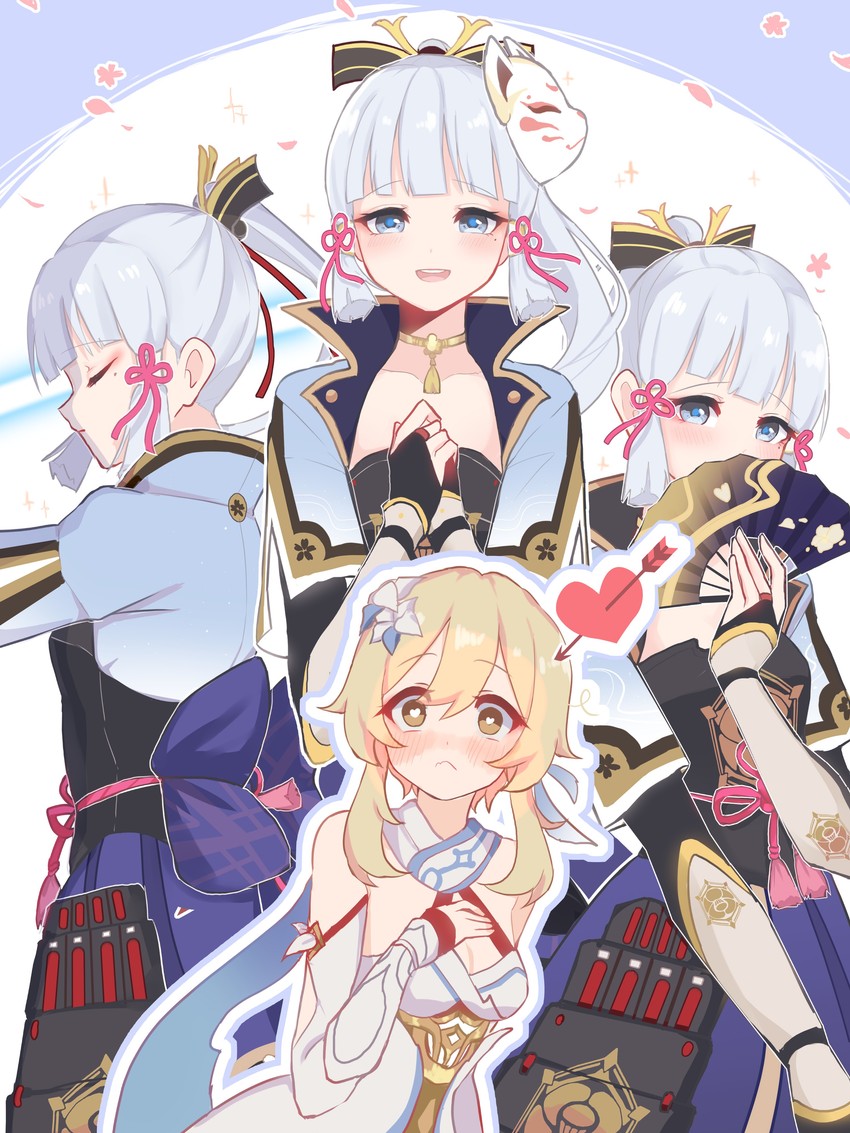 lumine and kamisato ayaka (genshin impact) drawn by 5mi_gi