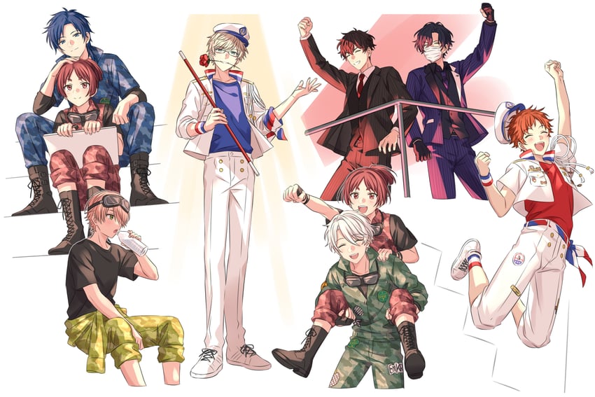 kojo arata, hinase midori, onoya azuki, areki sae, amahashi yukiya, and 3 more (on air!) drawn by sekina