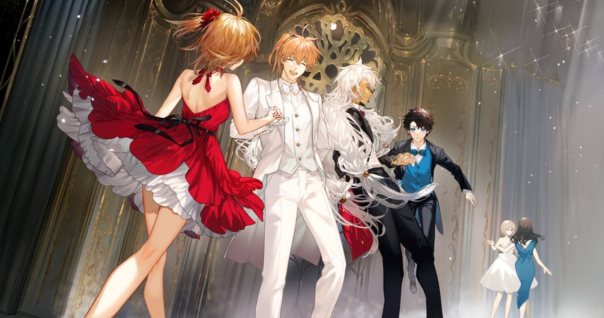 mash kyrielight, fujimaru ritsuka, leonardo da vinci, romani archaman, and solomon (fate and 1 more) drawn by arlizi