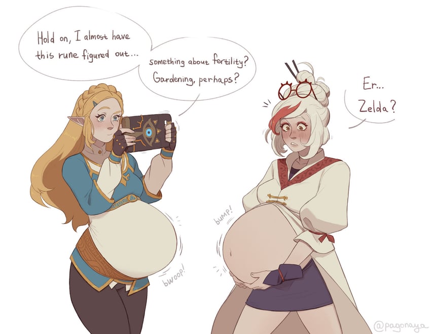 princess zelda and purah (the legend of zelda and 1 more) drawn by pagonaya