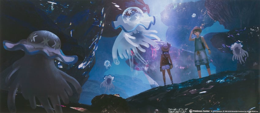 selene, elio, and nihilego (pokemon and 1 more) drawn by rounin_(amuza)